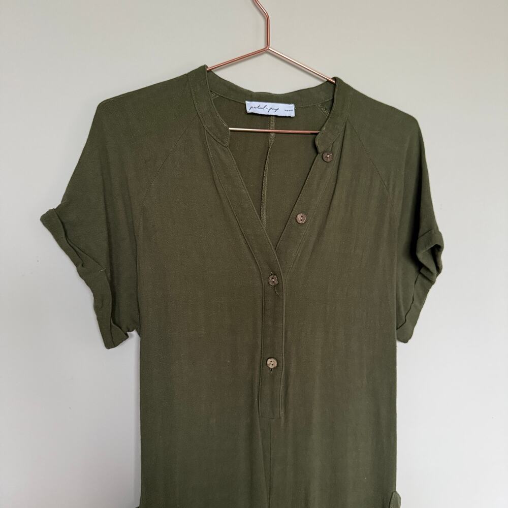 Petal & Pup Womens Archie 100% Linen Jumpsuit 8 Green Minimalist Lagenlook Boho - Picture 3 of 9